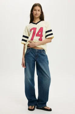 V Neck Oversized Graphic Tee
