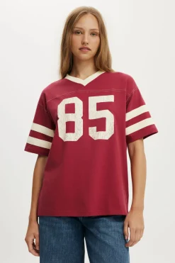 V Neck Oversized Graphic Tee