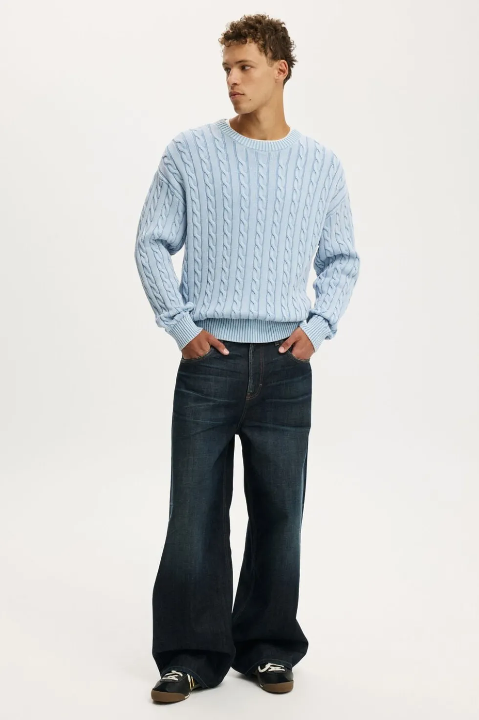 Washed Box Fit Crew Knit