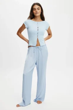 Washed Satin Wide Leg Pant